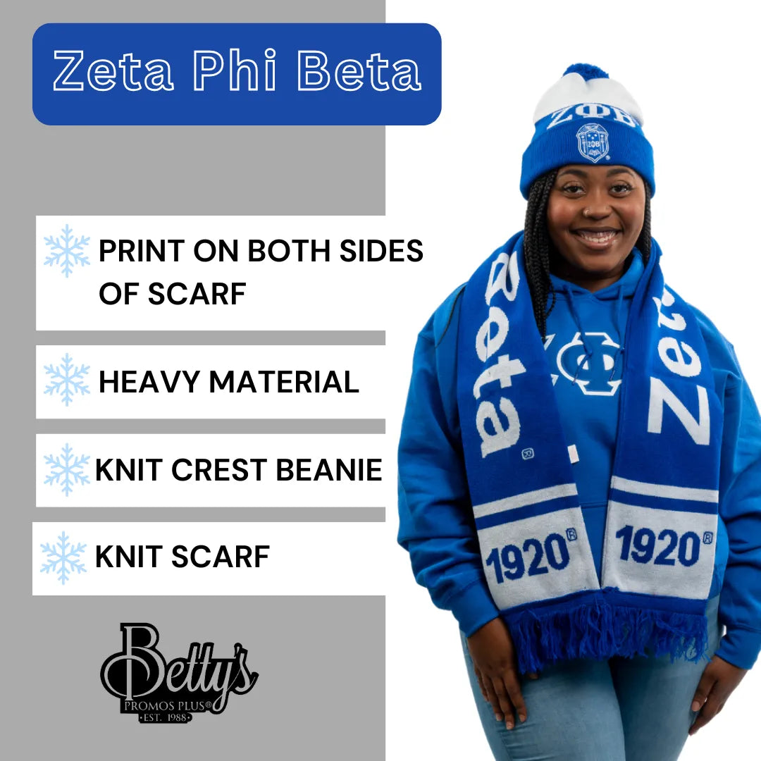 Zeta Phi Beta ΖΦΒ 1920 Sorority Knit Scarf-Zeta Phi Beta Paraphernalia-Zeta Phi Beta Scarf-Betty's Promos Plus