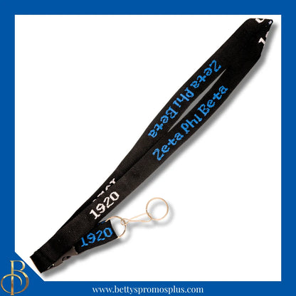 Zeta Phi Beta ΖΦΒ 1920 Woven Embroidered Lanyard-Black-Zeta Phi Beta Paraphernalia-Zeta Phi Beta Lanyards-Betty's Promos Plus