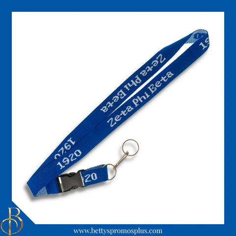 Zeta Phi Beta ΖΦΒ 1920 Woven Embroidered Lanyard-Blue-Zeta Phi Beta Paraphernalia-Zeta Phi Beta Lanyards-Betty's Promos Plus