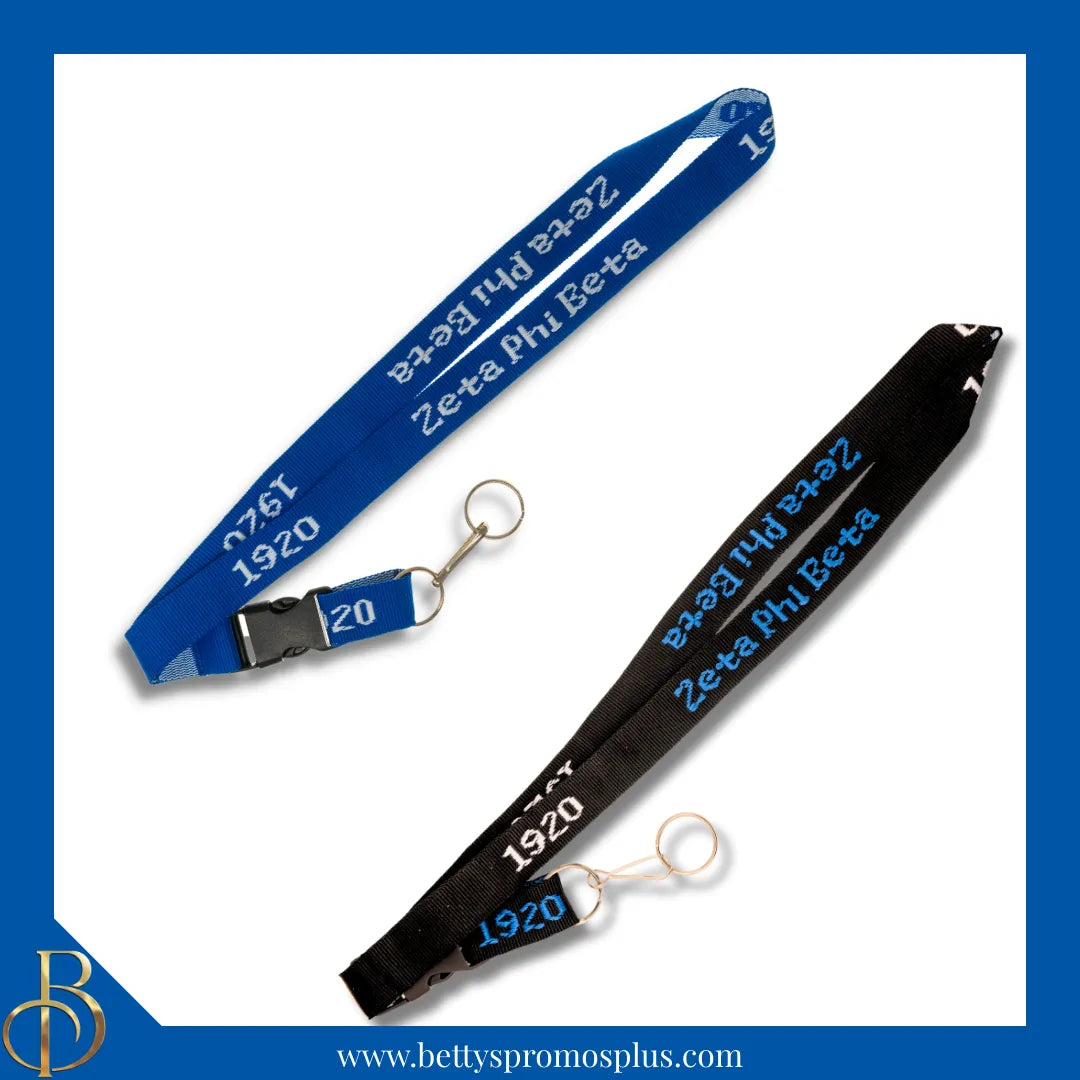 Zeta Phi Beta ΖΦΒ 1920 Woven Embroidered Lanyard-Zeta Phi Beta Paraphernalia-Zeta Phi Beta Lanyards-Betty's Promos Plus