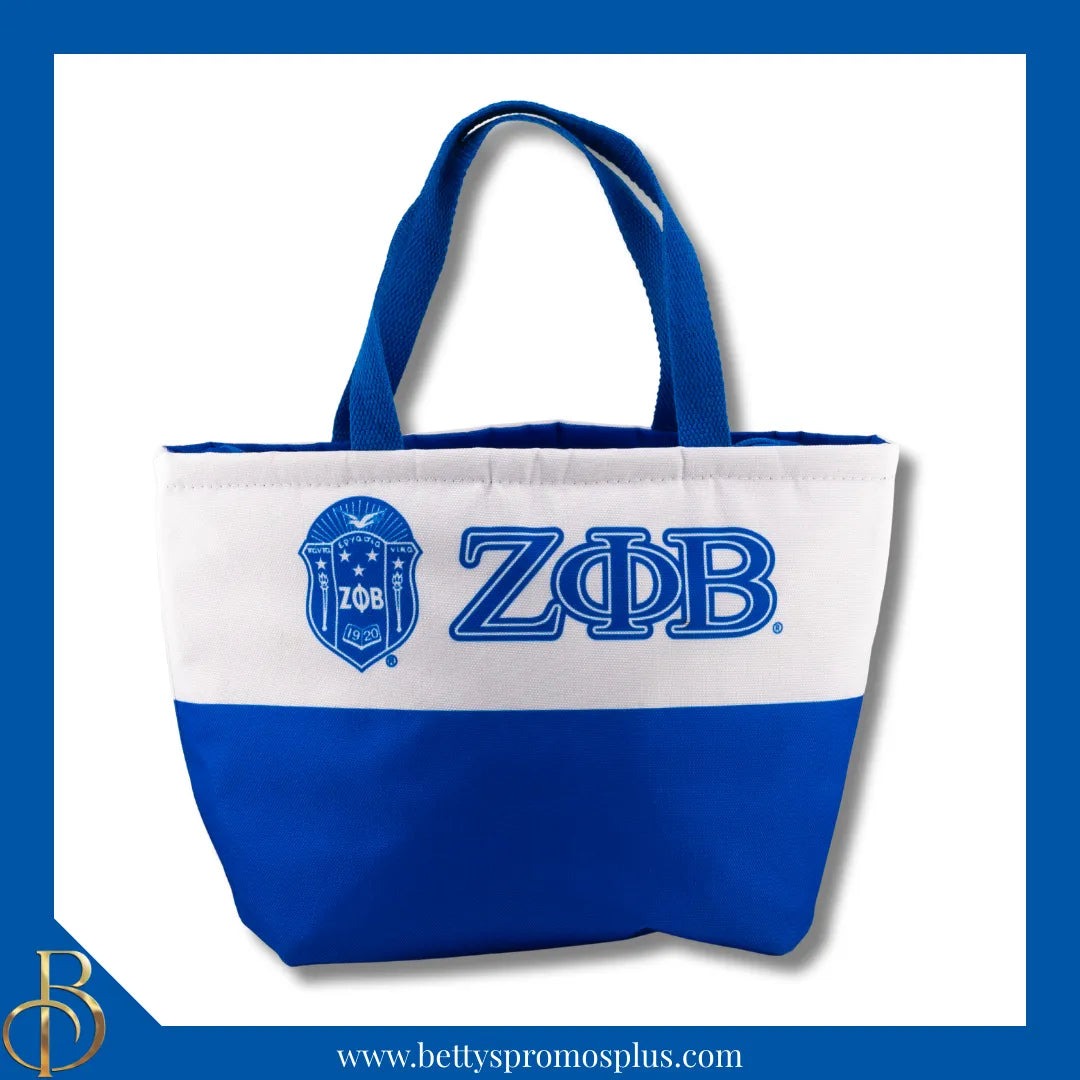 Zeta Phi Beta ΖΦΒ 2-Tone Insulated Lunch Bag with Handle-Blue-Zeta Phi Beta Paraphernalia-Zeta Phi Beta Lunch Bags-Betty's Promos Plus