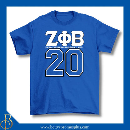 Zeta Phi Beta ΖΦΒ 20 Screen Printed T-Shirt-Blue-Small-Zeta Phi Beta Paraphernalia-Zeta Phi Beta T-Shirts-Betty's Promos Plus
