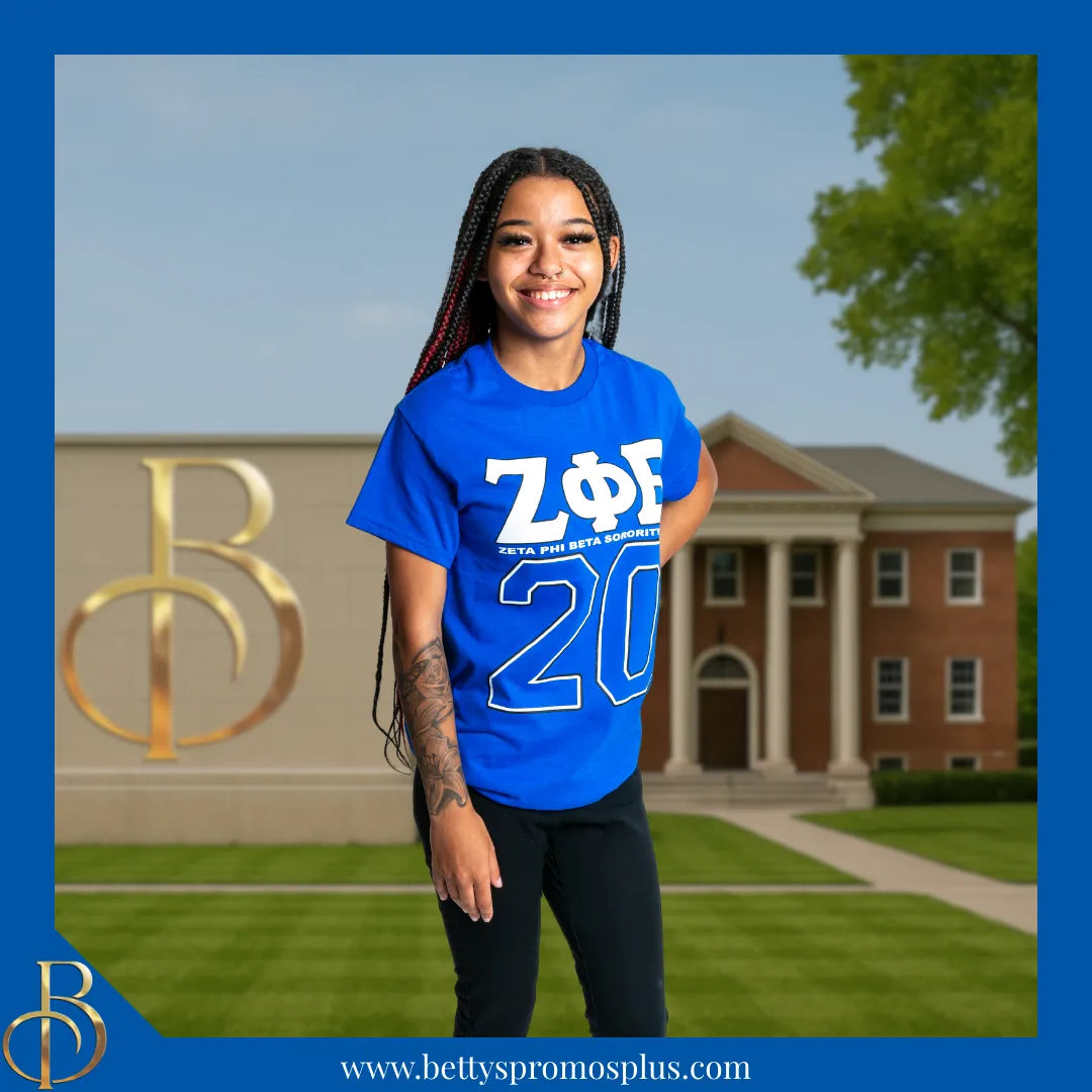 Zeta Phi Beta ΖΦΒ 20 Screen Printed T-Shirt-Zeta Phi Beta Paraphernalia-Zeta Phi Beta T-Shirts-Betty's Promos Plus