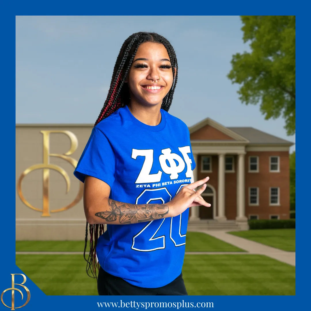 Zeta Phi Beta ΖΦΒ 20 Screen Printed T-Shirt-Zeta Phi Beta Paraphernalia-Zeta Phi Beta T-Shirts-Betty's Promos Plus