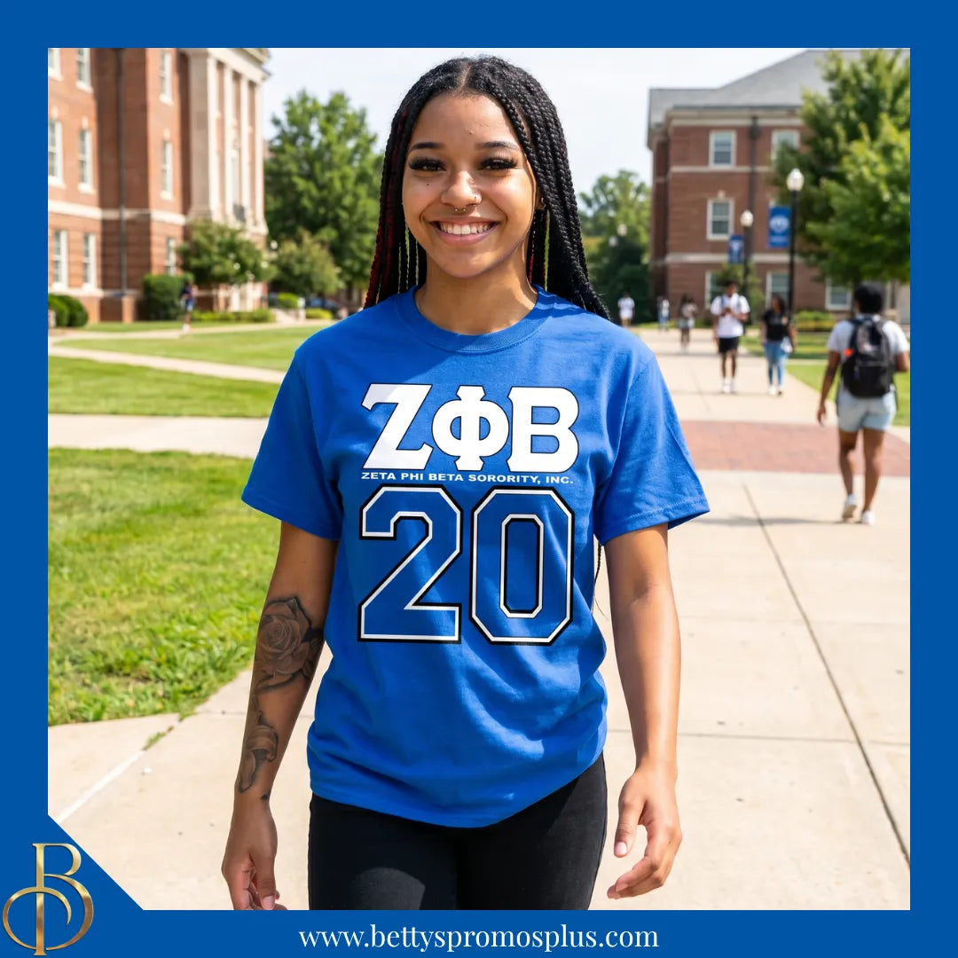 Zeta Phi Beta ΖΦΒ 20 Screen Printed T-Shirt-Zeta Phi Beta Paraphernalia-Zeta Phi Beta T-Shirts-Betty's Promos Plus