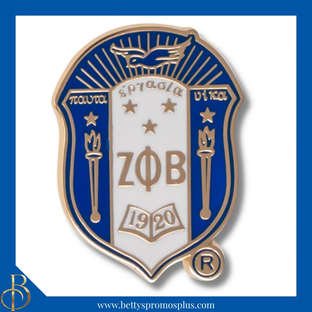 Zeta Phi Beta ΖΦΒ 3D Color Shield Greek Sorority Lapel Pin-Blue-Zeta Phi Beta Paraphernalia-Zeta Phi Beta Lapel Pin-Betty's Promos Plus