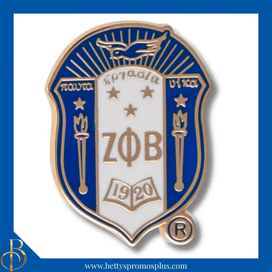 Zeta Phi Beta ΖΦΒ 3D Color Shield Greek Sorority Lapel Pin-Blue-Zeta Phi Beta Paraphernalia-Zeta Phi Beta Lapel Pin-Betty's Promos Plus