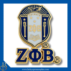 Zeta Phi Beta ΖΦΒ 3D Color Shield with Letters Greek Sorority Lapel Pi