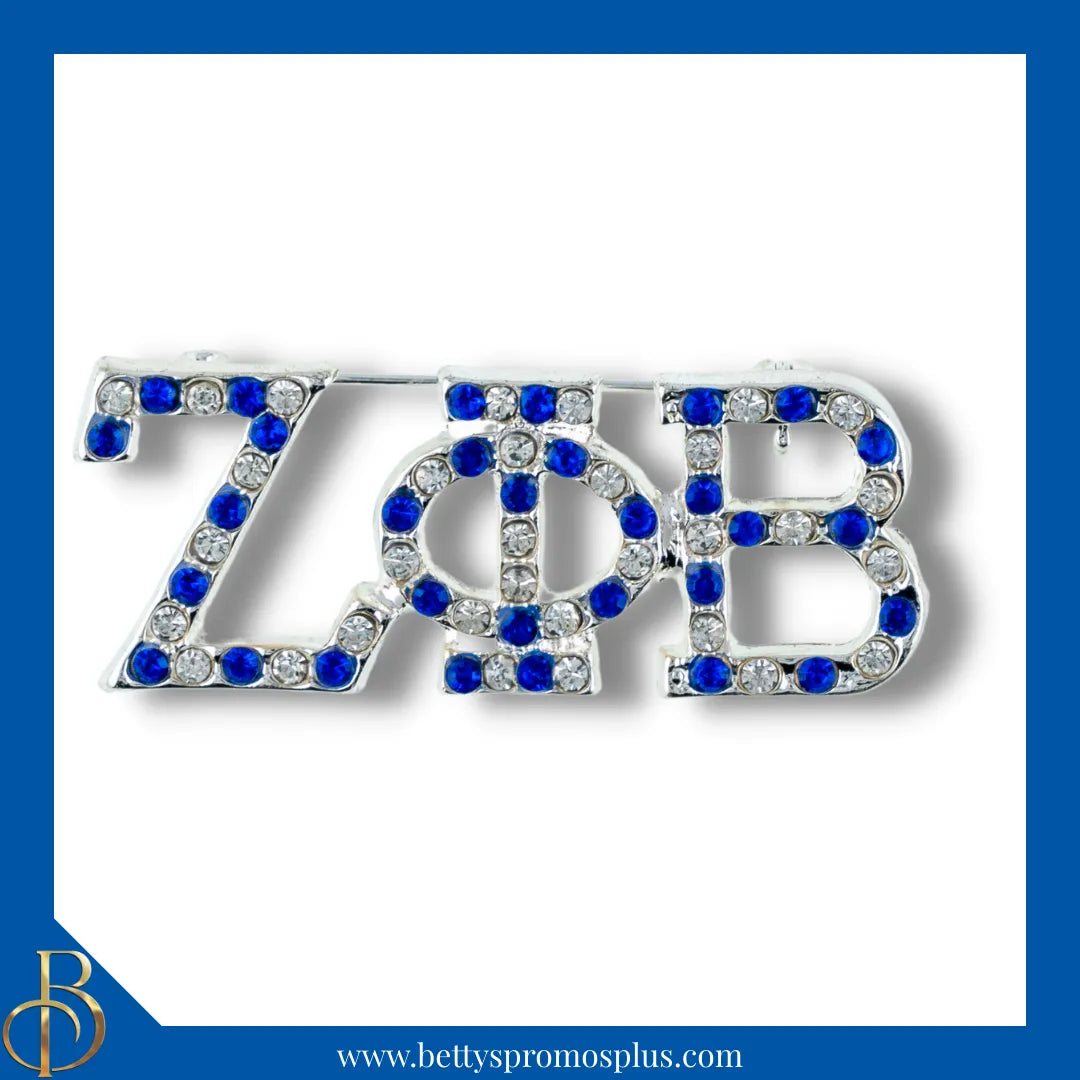Zeta Phi Beta ΖΦΒ Alternating Blue & White Rhinestone Pin-Silver-Zeta Phi Beta Paraphernalia-Zeta Phi Beta Rhinestone Pin-Betty's Promos Plus