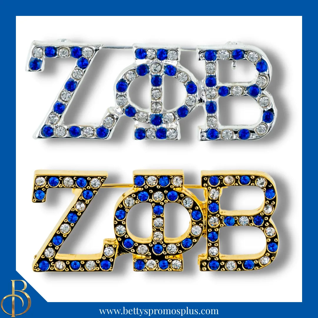 Zeta Phi Beta ΖΦΒ Alternating Blue & White Rhinestone Pin-Zeta Phi Beta Paraphernalia-Zeta Phi Beta Rhinestone Pin-Betty's Promos Plus