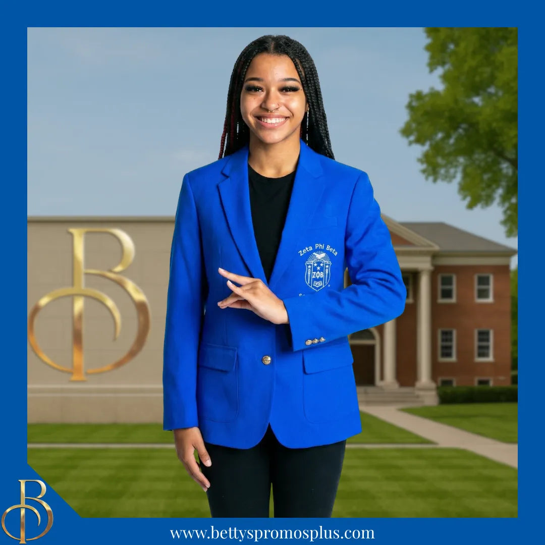 Zeta Phi Beta ΖΦΒ Blazer with Embroidered Shield-Zeta Phi Beta Paraphernalia-Zeta Phi Beta Blazers-Betty's Promos Plus