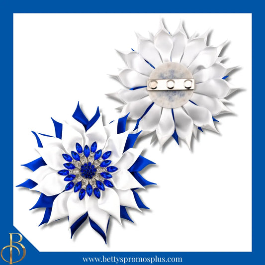 Zeta Phi Beta ΖΦΒ Blue Gemstones Silk Flower Brooch-Zeta Phi Beta Paraphernalia-Zeta Phi Beta Lapel Pin-Betty's Promos Plus