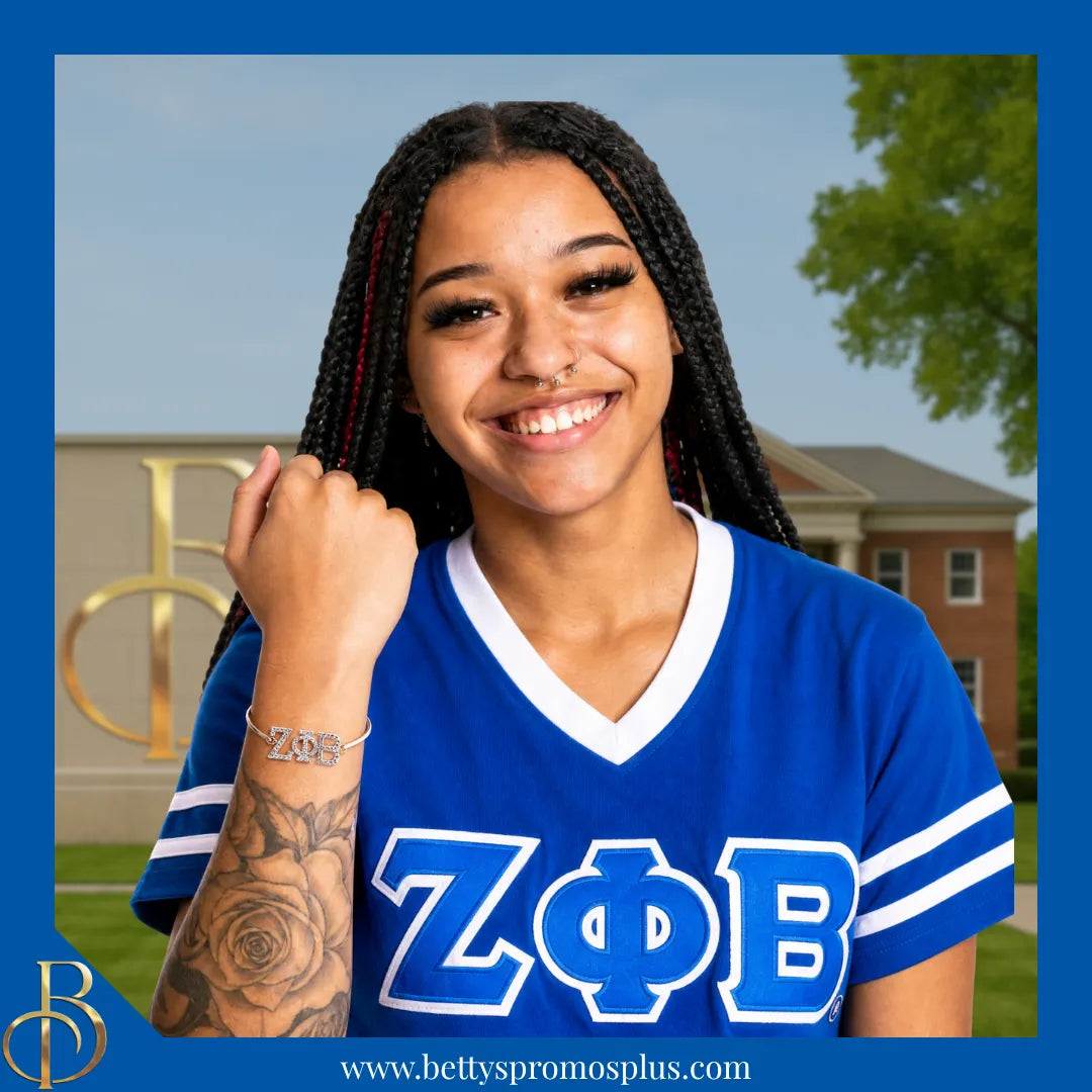 Zeta Phi Beta ΖΦΒ Bracelet with Rhinestone Letters-Zeta Phi Beta Paraphernalia-Zeta Phi Beta Bracelet-Betty's Promos Plus