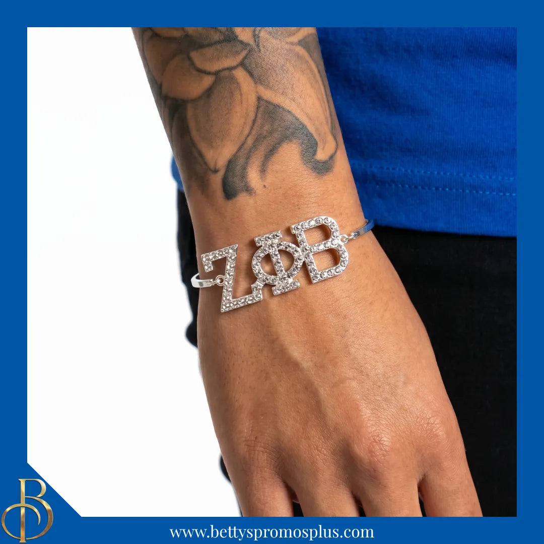 Zeta Phi Beta ΖΦΒ Bracelet with Rhinestone Letters-Zeta Phi Beta Paraphernalia-Zeta Phi Beta Bracelet-Betty's Promos Plus
