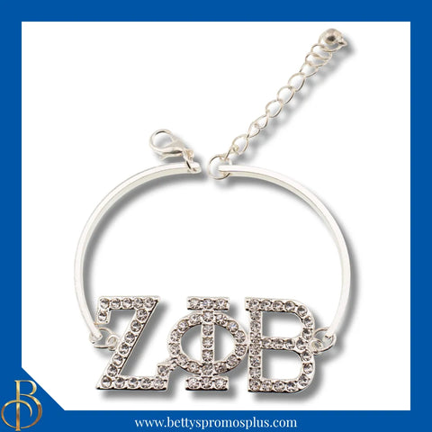 Zeta Phi Beta ΖΦΒ Bracelet with Rhinestone Letters-Zeta Phi Beta Paraphernalia-Zeta Phi Beta Bracelet-Betty's Promos Plus