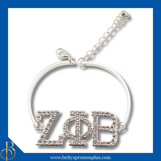 Zeta Phi Beta ΖΦΒ Bracelet with Rhinestone Letters-Zeta Phi Beta Paraphernalia-Zeta Phi Beta Bracelet-Betty's Promos Plus