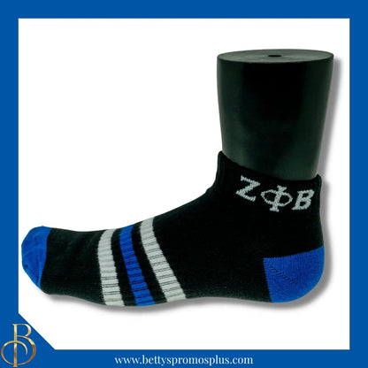Zeta Phi Beta ΖΦΒ Breathable Ankle Socks with Arch Support-Black-Zeta Phi Beta Paraphernalia-Zeta Phi Beta Socks-Betty's Promos Plus