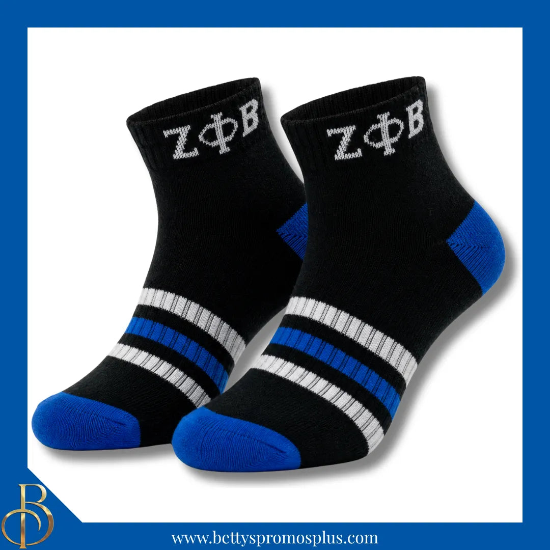 Zeta Phi Beta ΖΦΒ Breathable Ankle Socks with Arch Support-Black-Zeta Phi Beta Paraphernalia-Zeta Phi Beta Socks-Betty's Promos Plus