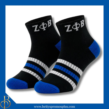 Zeta Phi Beta ΖΦΒ Breathable Ankle Socks with Arch Support-Black-Zeta Phi Beta Paraphernalia-Zeta Phi Beta Socks-Betty's Promos Plus