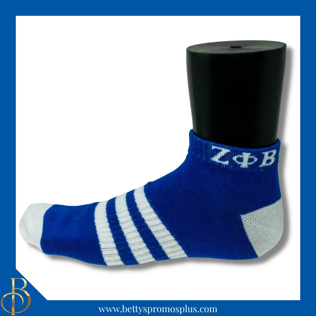 Zeta Phi Beta ΖΦΒ Breathable Ankle Socks with Arch Support-Blue-Zeta Phi Beta Paraphernalia-Zeta Phi Beta Socks-Betty's Promos Plus