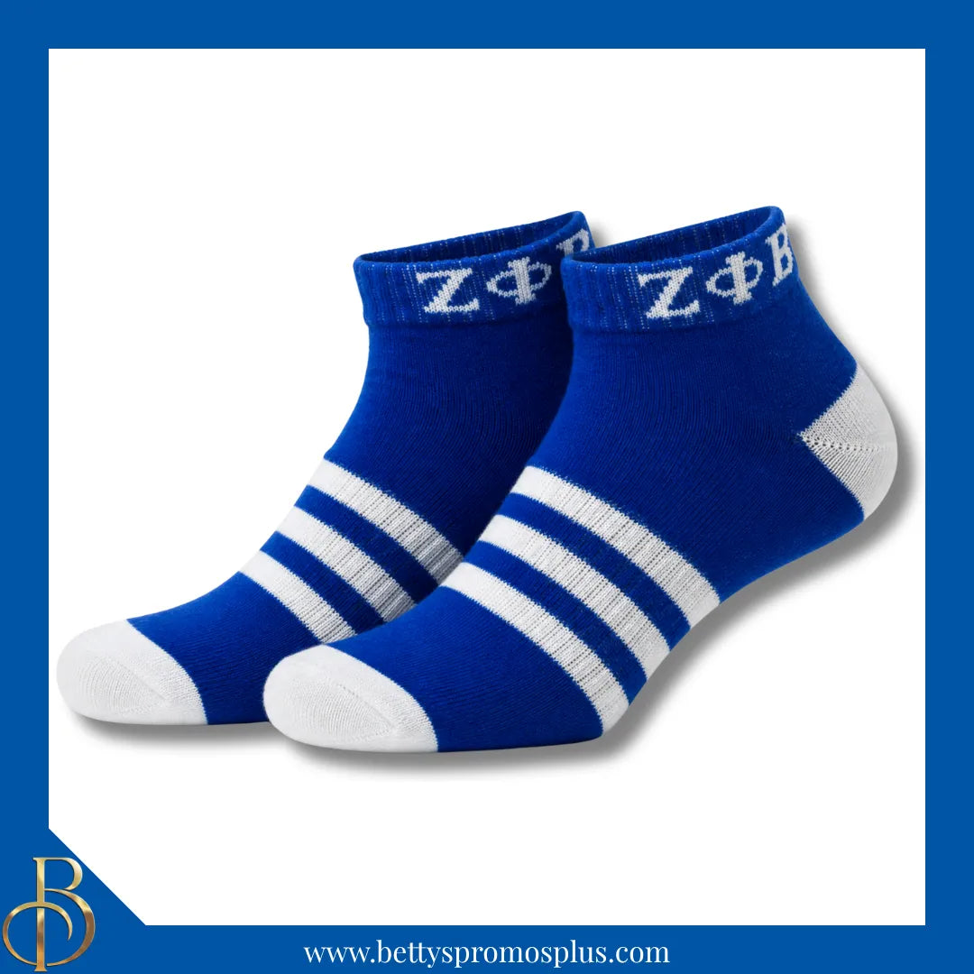 Zeta Phi Beta ΖΦΒ Breathable Ankle Socks with Arch Support-Blue-Zeta Phi Beta Paraphernalia-Zeta Phi Beta Socks-Betty's Promos Plus
