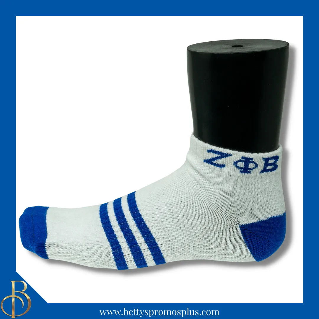 Zeta Phi Beta ΖΦΒ Breathable Ankle Socks with Arch Support-White-Zeta Phi Beta Paraphernalia-Zeta Phi Beta Socks-Betty's Promos Plus