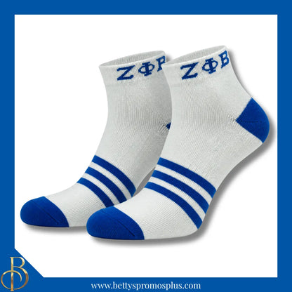 Zeta Phi Beta ΖΦΒ Breathable Ankle Socks with Arch Support-White-Zeta Phi Beta Paraphernalia-Zeta Phi Beta Socks-Betty's Promos Plus