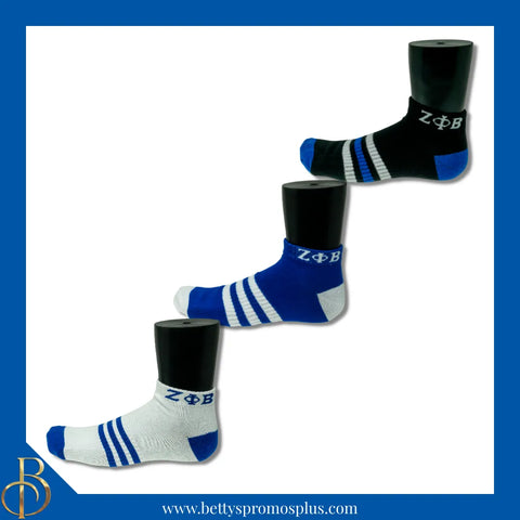 Zeta Phi Beta ΖΦΒ Breathable Ankle Socks with Arch Support-Zeta Phi Beta Paraphernalia-Zeta Phi Beta Socks-Betty's Promos Plus