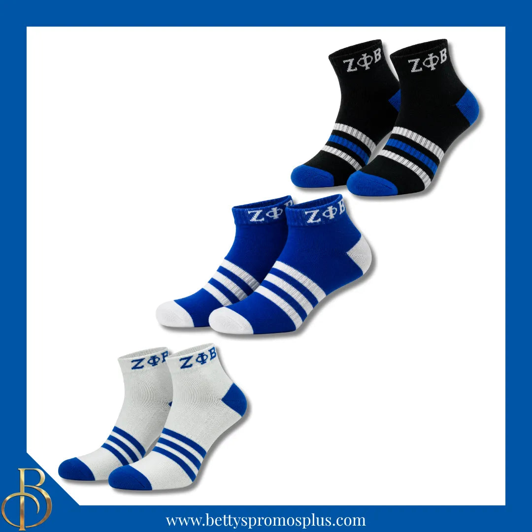 Zeta Phi Beta ΖΦΒ Breathable Ankle Socks with Arch Support-Zeta Phi Beta Paraphernalia-Zeta Phi Beta Socks-Betty's Promos Plus