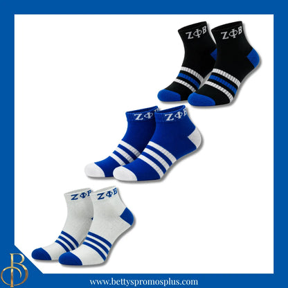 Zeta Phi Beta ΖΦΒ Breathable Ankle Socks with Arch Support-Zeta Phi Beta Paraphernalia-Zeta Phi Beta Socks-Betty's Promos Plus