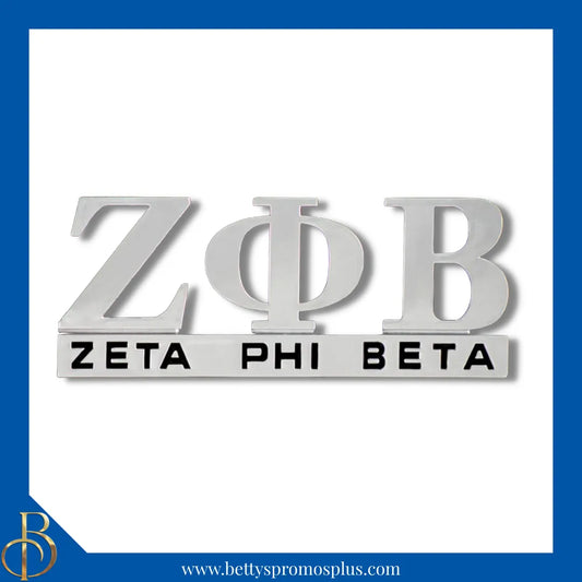 Zeta Phi Beta ΖΦΒ Chrome Car Badge Auto Emblem Sticker Decal-Silver-Zeta Phi Beta Paraphernalia-Zeta Phi Beta Auto Decal-Betty's Promos Plus