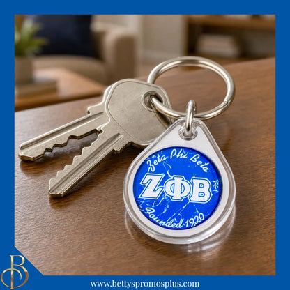 Zeta Phi Beta ΖΦΒ Circular Acrylic Keychain with Shield or Greek Letters-Zeta Phi Beta Paraphernalia-Zeta Phi Beta Keychain-Betty's Promos Plus
