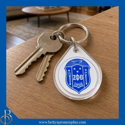 Zeta Phi Beta ΖΦΒ Circular Acrylic Keychain with Shield or Greek Letters-Zeta Phi Beta Paraphernalia-Zeta Phi Beta Keychain-Betty's Promos Plus