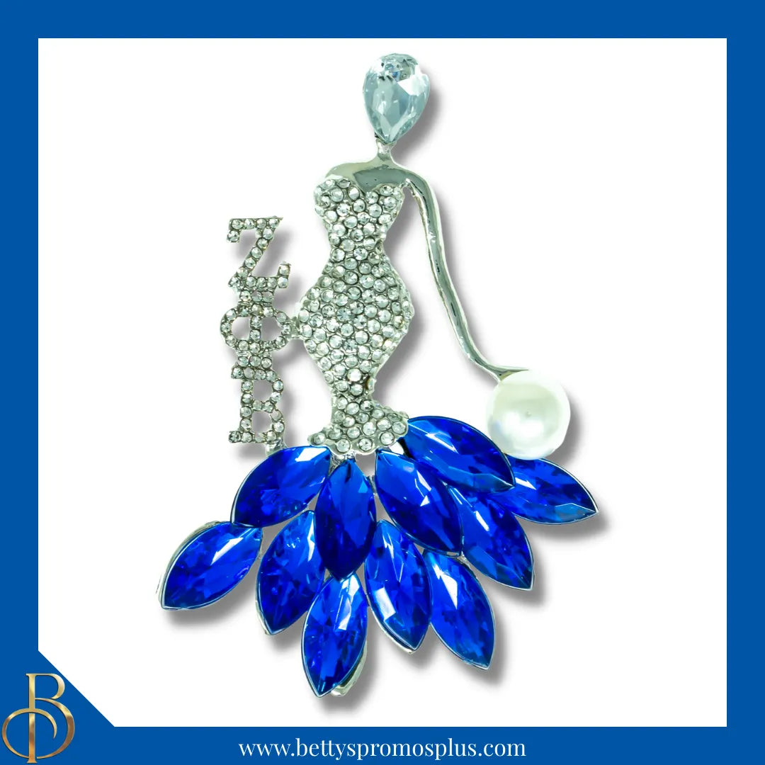 Zeta Phi Beta ΖΦΒ Classy Lady Rhinestone Pin-Blue-Zeta Phi Beta Paraphernalia-Zeta Phi Beta Rhinestone Pin-Betty's Promos Plus