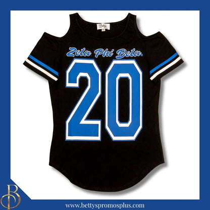 Zeta Phi Beta ΖΦΒ Cold Shoulder 20 Screen Printed T-Shirt-Black-Small-Zeta Phi Beta Paraphernalia-Zeta Phi Beta T-Shirts-Betty's Promos Plus