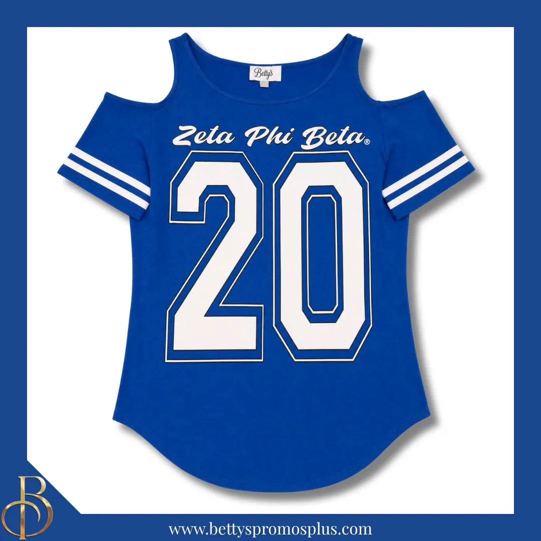 Zeta Phi Beta ΖΦΒ Cold Shoulder 20 Screen Printed T-Shirt-Zeta Phi Beta Paraphernalia-Zeta Phi Beta T-Shirts-Betty's Promos Plus