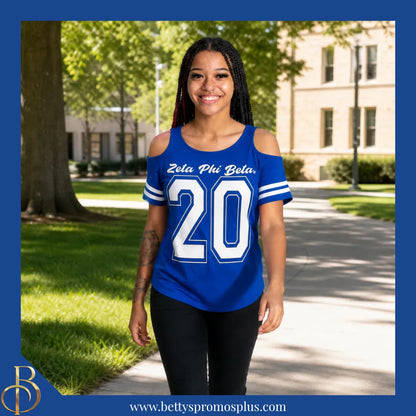 Zeta Phi Beta ΖΦΒ Cold Shoulder 20 Screen Printed T-Shirt-Zeta Phi Beta Paraphernalia-Zeta Phi Beta T-Shirts-Betty's Promos Plus