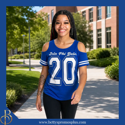 Zeta Phi Beta ΖΦΒ Cold Shoulder 20 Screen Printed T-Shirt-Zeta Phi Beta Paraphernalia-Zeta Phi Beta T-Shirts-Betty's Promos Plus