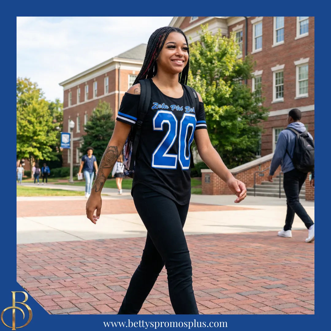 Zeta Phi Beta ΖΦΒ Cold Shoulder 20 Screen Printed T-Shirt-Zeta Phi Beta Paraphernalia-Zeta Phi Beta T-Shirts-Betty's Promos Plus