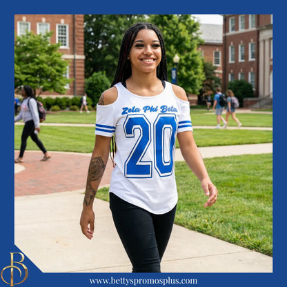 Zeta Phi Beta ΖΦΒ Cold Shoulder 20 Screen Printed T-Shirt-Zeta Phi Beta Paraphernalia-Zeta Phi Beta T-Shirts-Betty's Promos Plus