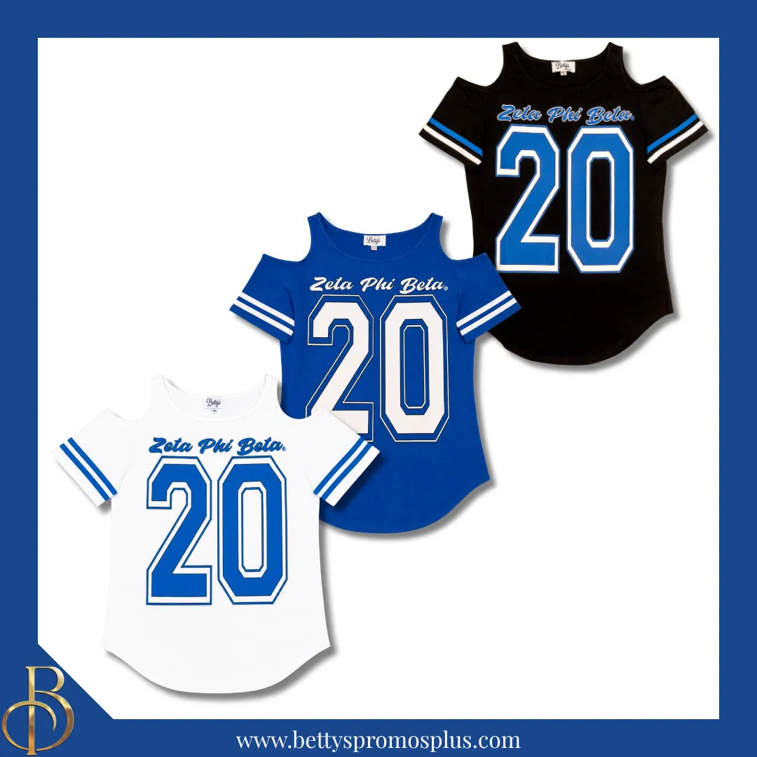 Zeta Phi Beta ΖΦΒ Cold Shoulder 20 Screen Printed T-Shirt-Zeta Phi Beta Paraphernalia-Zeta Phi Beta T-Shirts-Betty's Promos Plus
