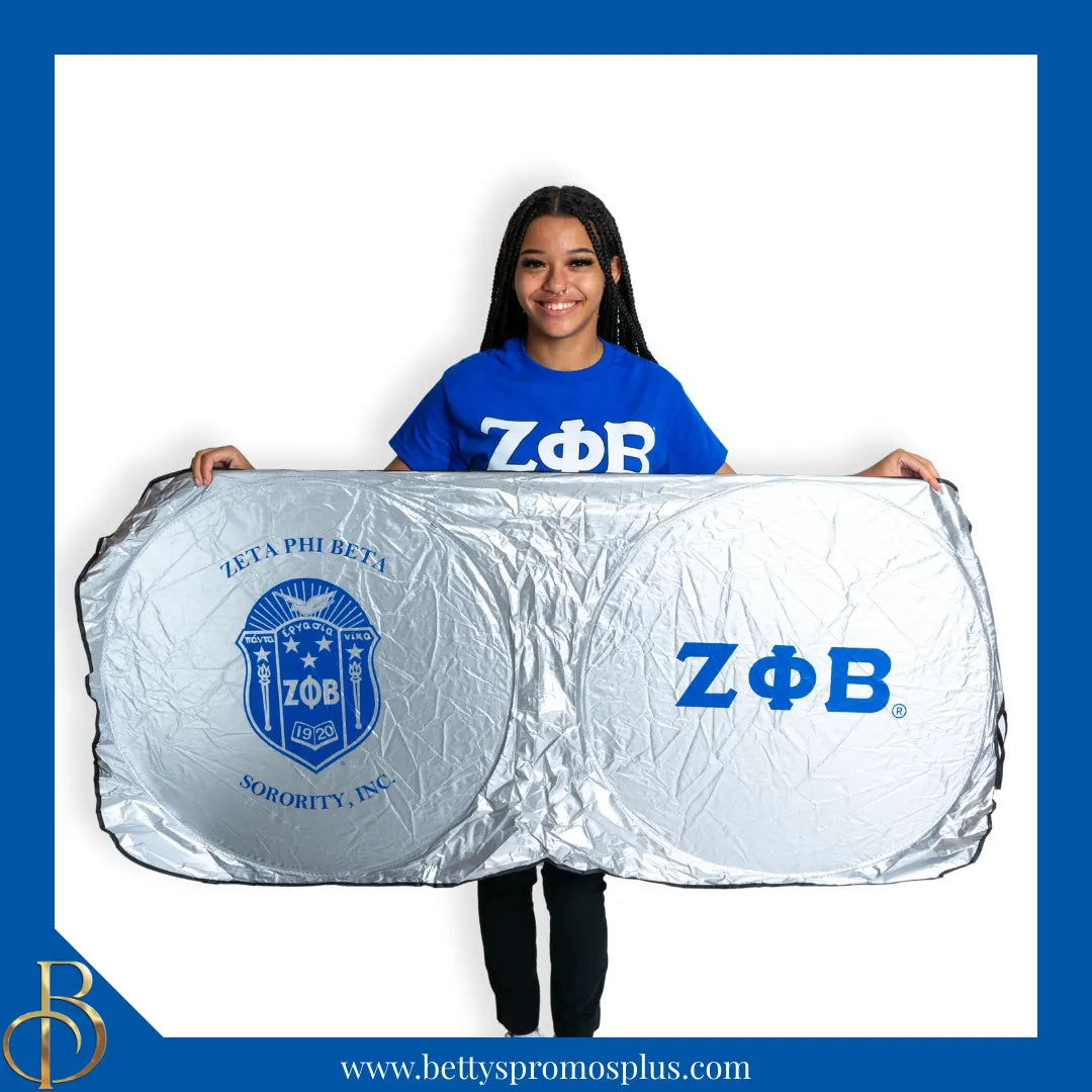 Zeta Phi Beta ΖΦΒ Collapsible Car Sun Shade with Pouch-Zeta Phi Beta Paraphernalia-Zeta Phi Beta Car Shade-Betty's Promos Plus