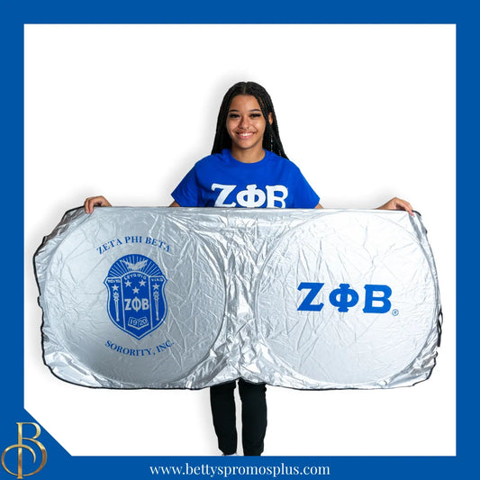 Zeta Phi Beta ΖΦΒ Collapsible Car Sun Shade with Pouch-Zeta Phi Beta Paraphernalia-Zeta Phi Beta Car Shade-Betty's Promos Plus