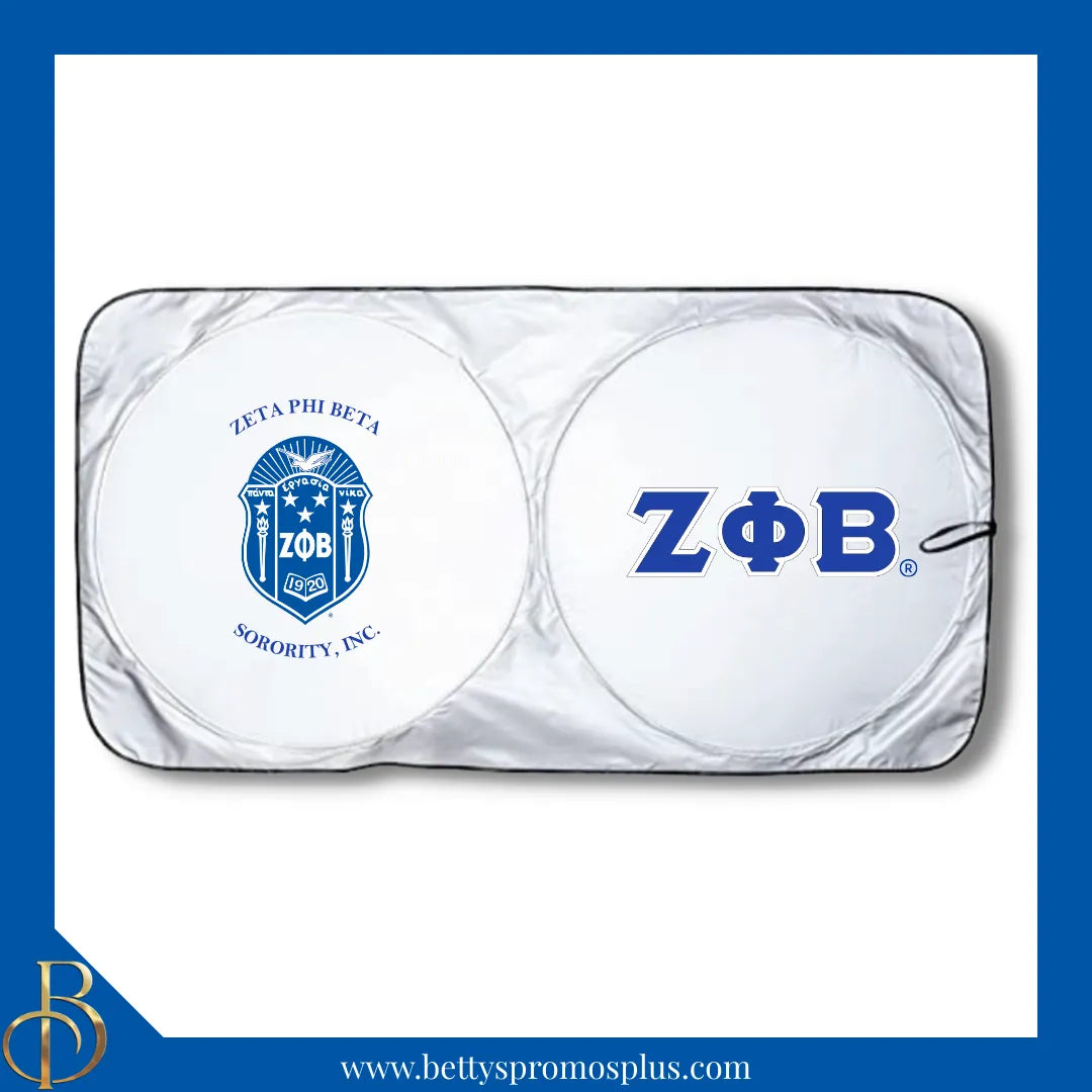 Zeta Phi Beta ΖΦΒ Collapsible Car Sun Shade with Pouch-Zeta Phi Beta Paraphernalia-Zeta Phi Beta Car Shade-Betty's Promos Plus