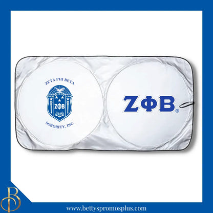 Zeta Phi Beta ΖΦΒ Collapsible Car Sun Shade with Pouch-Zeta Phi Beta Paraphernalia-Zeta Phi Beta Car Shade-Betty's Promos Plus