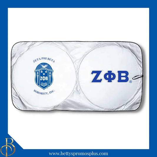Zeta Phi Beta ΖΦΒ Collapsible Car Sun Shade with Pouch-Zeta Phi Beta Paraphernalia-Zeta Phi Beta Car Shade-Betty's Promos Plus