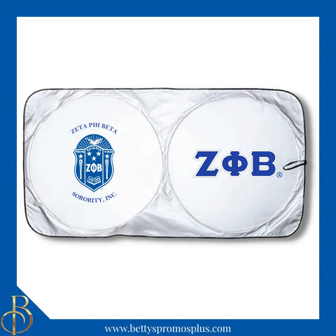 Zeta Phi Beta ΖΦΒ Collapsible Car Sun Shade with Pouch-Zeta Phi Beta Paraphernalia-Zeta Phi Beta Car Shade-Betty's Promos Plus