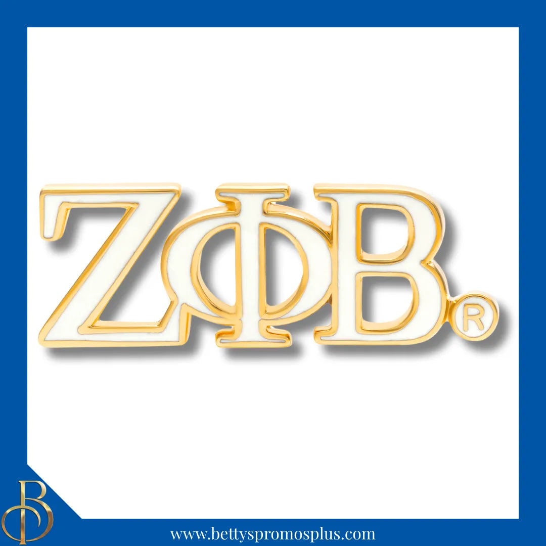 Zeta Phi Beta ΖΦΒ Color Greek Letters Sorority Lapel Pin-White-Zeta Phi Beta Paraphernalia-Zeta Phi Beta Lapel Pin-Betty's Promos Plus