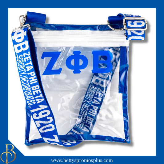 Zeta Phi Beta ΖΦΒ Cross Body Clear Stadium Bag-Blue-Zeta Phi Beta Paraphernalia-Zeta Phi Beta Stadium Bag-Betty's Promos Plus