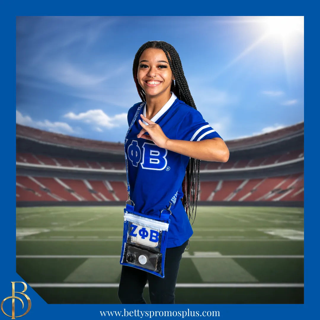 Zeta Phi Beta ΖΦΒ Cross Body Clear Stadium Bag-Zeta Phi Beta Paraphernalia-Zeta Phi Beta Stadium Bag-Betty's Promos Plus